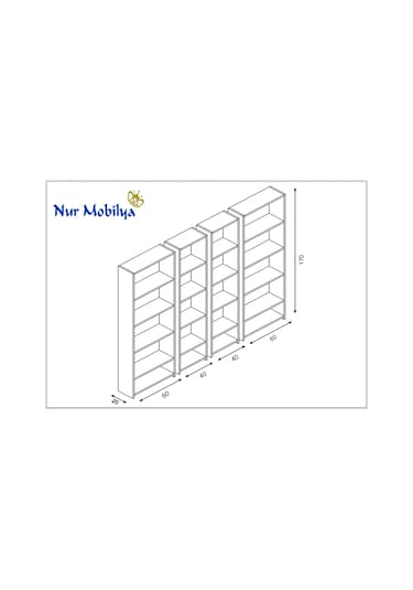 Nur Mobilya 4'lü Kitaplık Seti Arkalıksız Modeldir
