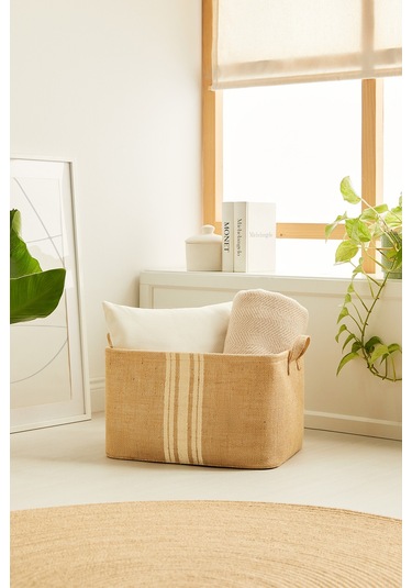 Ocean Home Textile 3'lü Çizgili Jüt Sepet Set