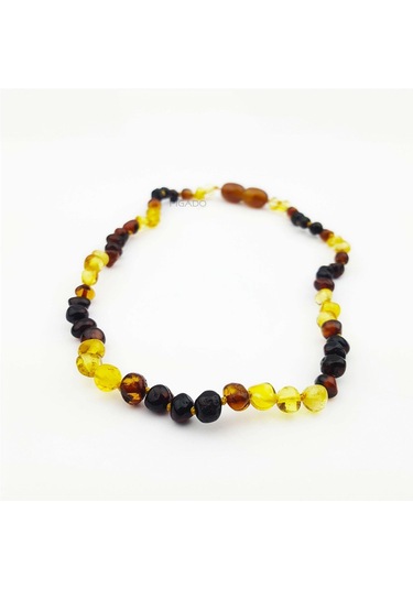 Saatcaddesi Pigado Gerçek Sarı Damla Kehribar Bebek Diş Kolyesi Altın