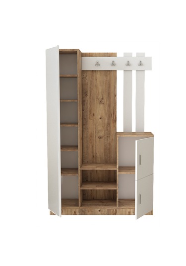 Robin Home Liva Aynalı Vestiyer Portmanto Ayakkabılık Çam-beyaz