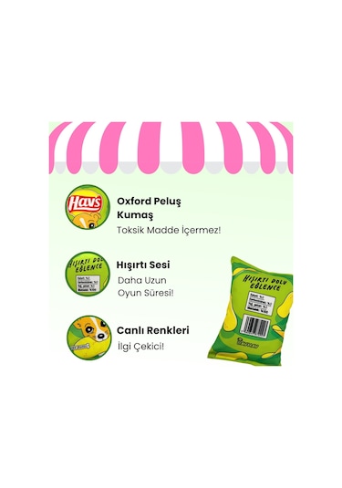 Havhav Yeşil Hav's Peluş Cips Hışırtı Sesli Köpek Oyuncağı