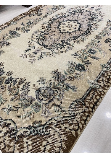 El Dokuma Isparta Halısı 113X207 Eskitme Yeşil Göbekli %100 Yün !