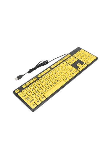 Xindoker Usb Kablo 1.5m Büyük Yazı Tipi 104 Tuşlu Multimedia Fonksiyonlu Masaüstü Dizüstü Bilgisayar Klavyesi Gençler Ve Yaşlılar İçin