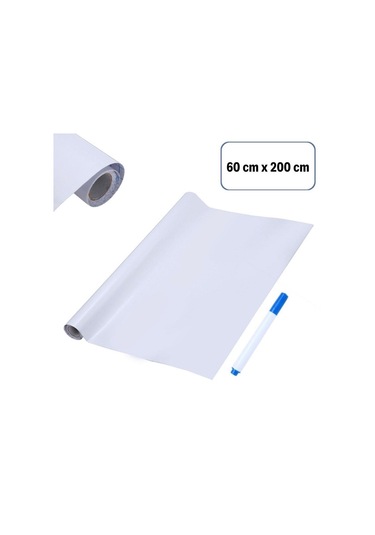 Ollevra Silinebilir Kalemli Sticker Duvara Yapışabilen Yazı Tahtası 60x100 Cm Beyaz