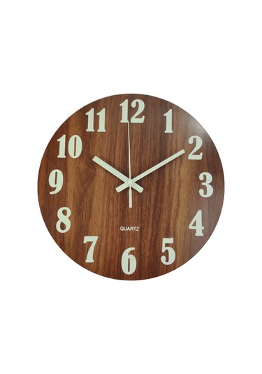 Mufunye 30cm Mdf Ahşap Gece Işıklı Saat - Sessiz Fonksiyonlu, Yatak Odası İçin Klasik Rakamlı Glow Clock Çok Renki