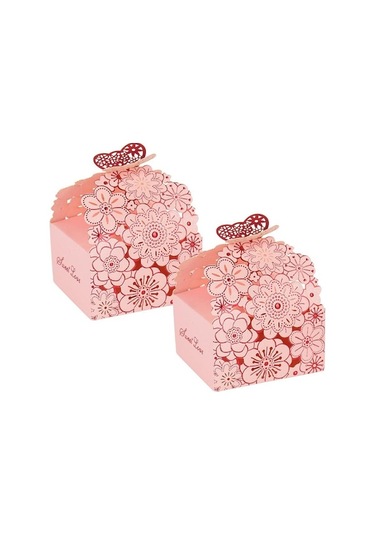 Novahub Pembe 50 Adet Hollow Kelebek Çiçek Şeker Kutusu Düğün Parti Hediye Kutusu Renkli Çiçek Kelebek Hatıra Düğün Kaynağı