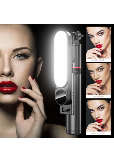 Kangvka 111cm/43.7" Çok İşlevli Telefon Ayaklı Tripod: 7 Bölmeli Genişletilebilir, Yedekleyici Led Işık, Uzaktan Kumanda, Android/ios Uyumlu Bt 4.2, 10m Mesafe