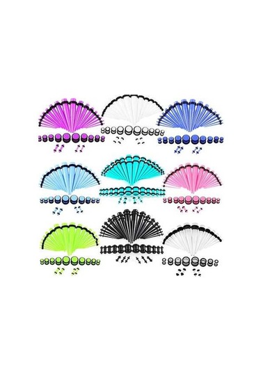 Flybuy 36 Adet Akrilik Kulak Genişletme Seti, 14g-00g, Nane Yeşili Unisex Yeşil