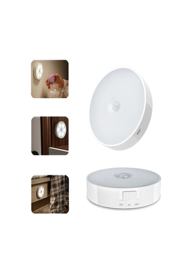 Usb Şarjlı Akıllı Hareket Sensörlü Kablosuz Led Aydınlatma Lamba Beyaz Işık - 1 Adet