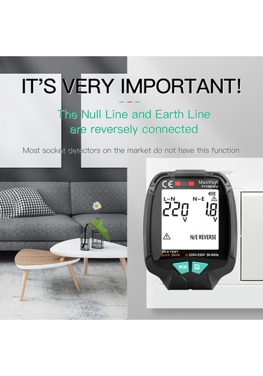Moveevo Elektrik Prizi Testeri Lcd Ekranlı, Akım/frekans/leakage Tespiti, 20 Veri Depolama, Avrupa Standartı Pil Dahil Değil