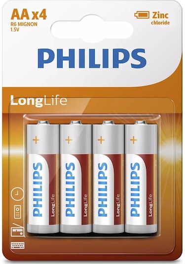 Philips R6L4B/10 Longlife AA Kalem Pil 4'lü