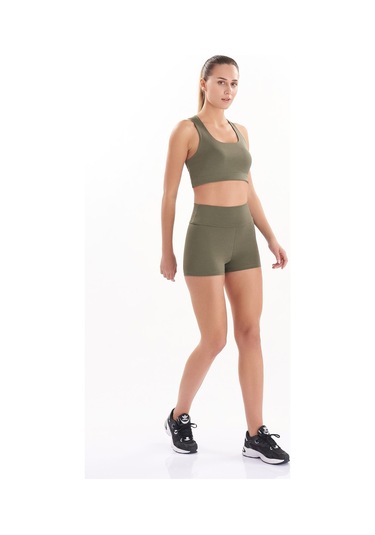 Josejuan Kadın Mini Spor Şort Tayt Yüksek Bel Sıkılaştırıcı 7400-haki Haki