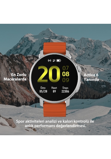 Logia Active6 Yuvarlak Alüminyum Kasa Spor Silikon Kordon Akıllı Saat