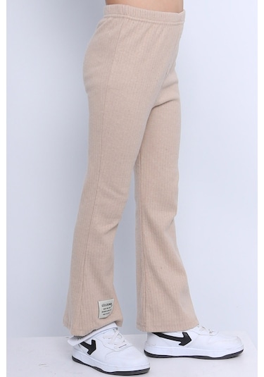 Kız Çocuk Triko Tayt İspanyol Paça D2 Bej