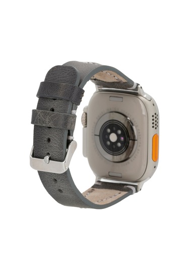 Bloomstrap Avilla Ash Gray Deri iOS Watch Uyumlu Kayışı-44/45/46/49mm