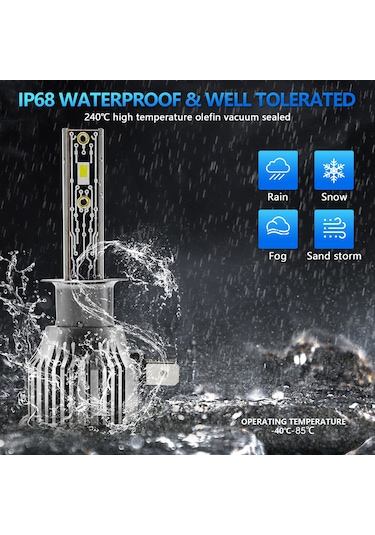 Geeroyoo A6 H1 Led Far Ampulü 120w 6500k 12000lm Ip68 Su Geçirmez 10-32v Çift Paket