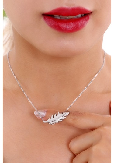Bhs Life Kadın Gümüş Renk Kuş Tüyü Çelik Kolye Gümüş