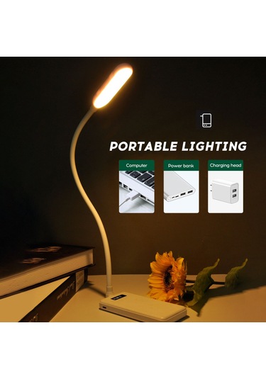 Yifomall Usb Çevresel Şeffaf Hortumlu 3 Renkli Dokunmatik Işık Regülatörlü Göz Koruyucu Gece Lambası - Beyaz Beyaz