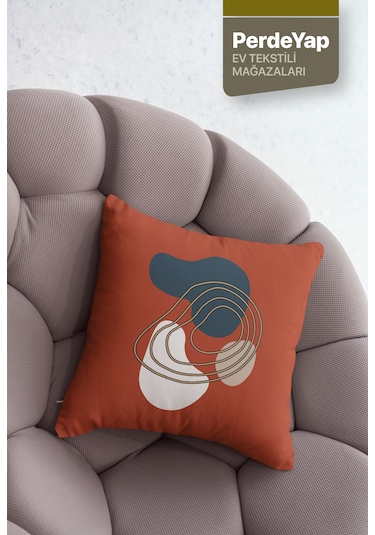 Lacivert Kiremit Sürrealist Çiçekler Desenli 4lü Kırlent Kılıfı