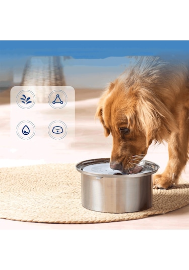 Ecronicword Paslanmaz Çelik Evcil Hayvan Su Kabı Kediler Köpekler 4l W11