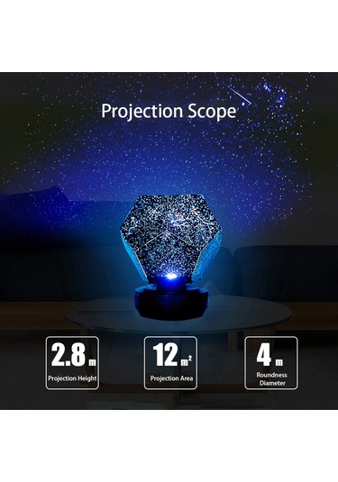 Hfambition Yıldız Gökyüzü Projektörü - Mavi, Beyaz, Sarı Renkler - Şaraplı Usb Şarjlı Aydınlatıcı