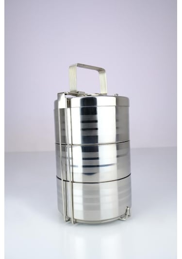 Digithome 3 Lü Çelik Hazneli Yemek Taşıma Saklama Ve Sefer Tası İş Ofis Okul İçin Gri - Yk1091 C320.025