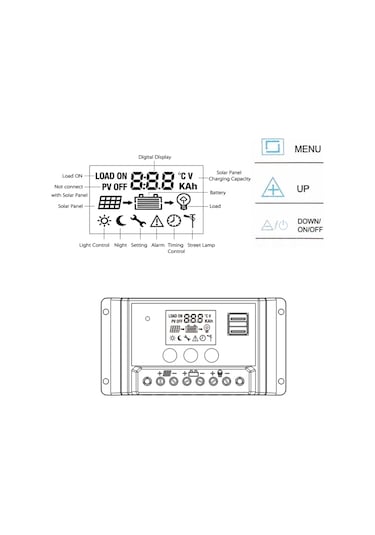 Mufunye 10a 12.6v Lcd Güneş Şarj Kontrol Cihazı Pwm Şarj Regülatörü Güneş Paneli Lityum Pil Lambası Aşırı Yük Koruması