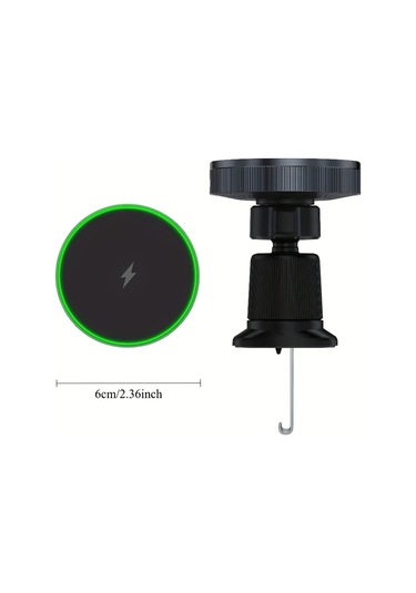 Gateesat Alynıc 15w Hızlı Manyetik Araç Şarj Standı 360 Derece Dönen Siyah Kablosuz Şarj İstasyonu