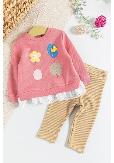 Güpür Detaylı 2'li Kız Bebek Takım 001