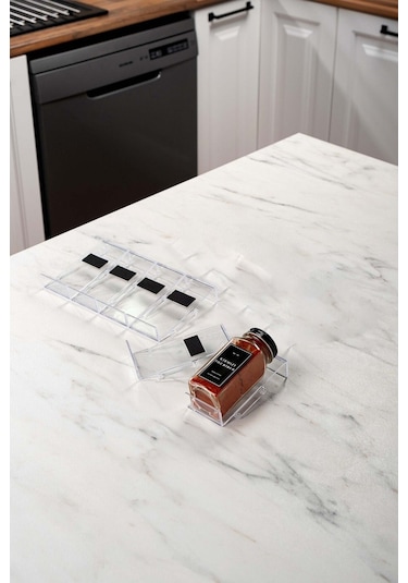 6'lı Set Lego Standlı Cam Baharatlık Takımı Siyah Kapak-siyah Etiket Baharatlık Seti-mh03syh06 Siyah - Şeffaf