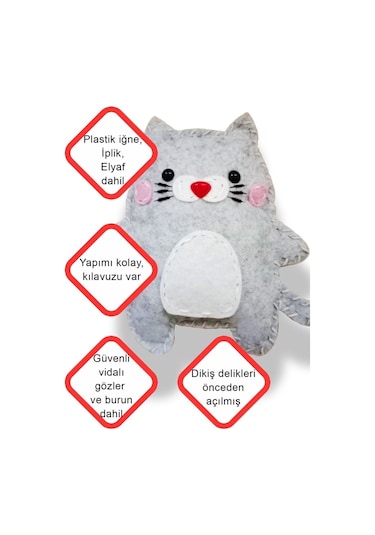 Keçe Oyuncak Dikiş Seti - Minik Kedi Yaratıcı Eğitici Oyuncak