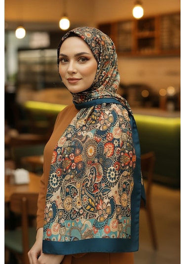 Afvente Etnik Çiçek Desen Yeşil Soft Pamuk Şal Diğer