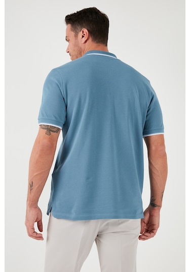 Buratti % 100 Pamuk Düğmeli Regular Fit Erkek Polo Yaka T Shirt 5902118 Mavi
