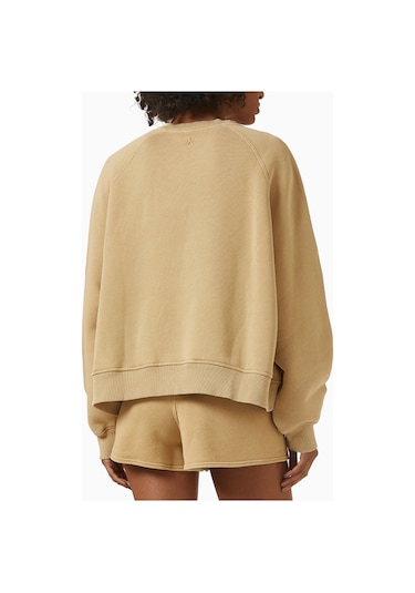 Represent Initial V Notch Sweater, Pamuklu Fleece, Minimalist Ve Lüks Günlük Sweater Açık Kahverengi