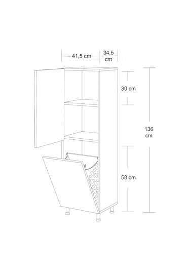 Verona Çamaşır Sepetli Dolap Çok Renkli