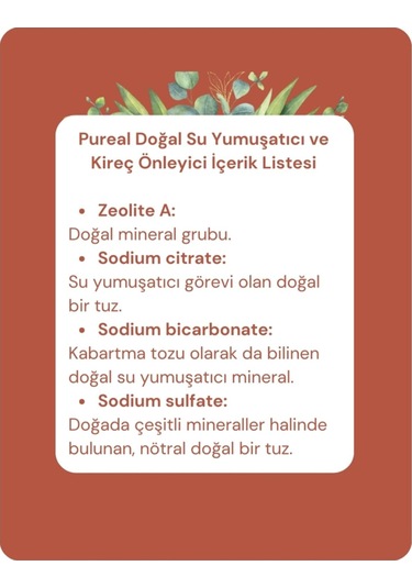 Pureal Doğal Su Yumuşatıcı Ve Kireç Önleyici 1 Kg Tekli