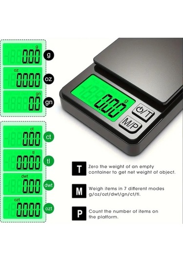 Wondernest Takı Ölçeği Lichen Hassas 500g 0.01g Elektronik Gram Terazi Fu Gümüş