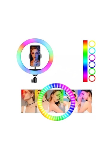 Renkli Ring Light Led Sürekli Işık 10" Youtuber Light Kuaför Işığı
