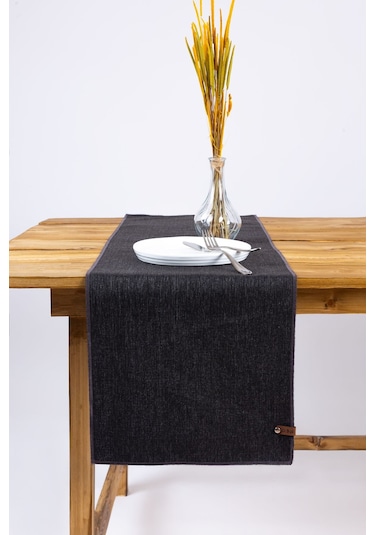 Solen Keten Görünümlü Siyah Leke Tutmaz Runner 35 X 120 CM