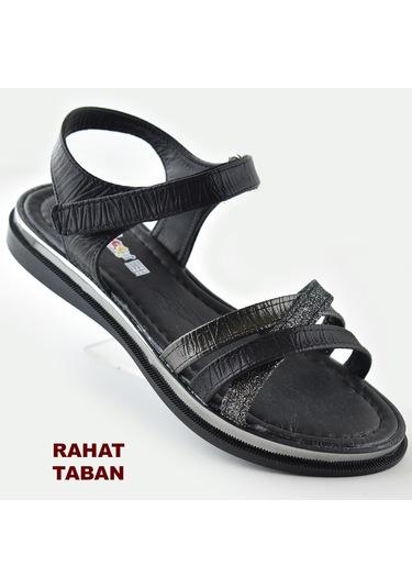 665e Ortopedik Taban Kız Çocuk Sandalet Terlik Düğün Abiye Gündelik Vetta Siyah