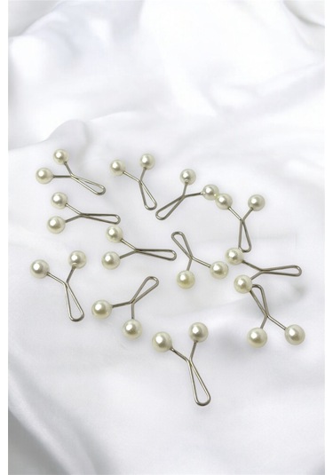 Eşarp Şal Klipsi Beyaz İnci Model 1 Adet Klips - Kadın Tesettür Aksesuar Beyaz