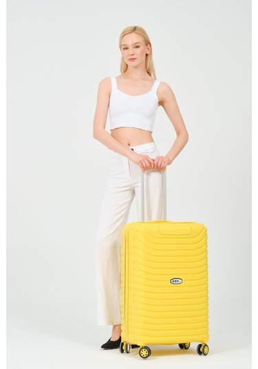 Keo-plus Sarı Orta Boy Silikon Kırılmaz Pp Valiz Siyah