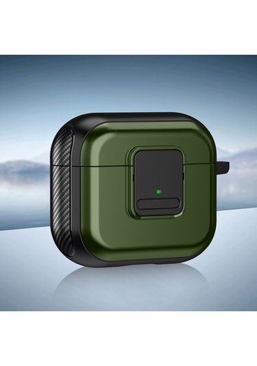Airpods Uyumlu İçin 3 Tpu + Pc Kablosuz Kulaklık Kılıfı Manyetik Anahtarlı Ordu Yeşili Yeşil