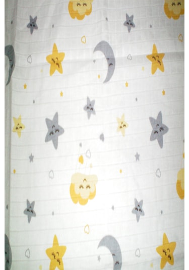 More Home 1 Adet Ay&yıldızlı 90x90 Cm %100 Pamuk Tek Katlı Müslin Açık Gri