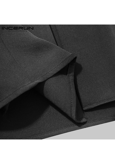 Incerun Erkek Moda Kolsuz Yelek Kemerli Üstler Açık Ön Hırka Düz Renk Yelek Bluz Siyah