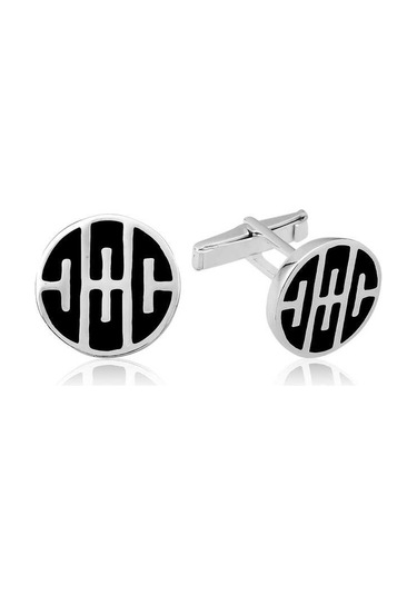 Gümüş  Desenli Yuvarlak Kol Düğmesi