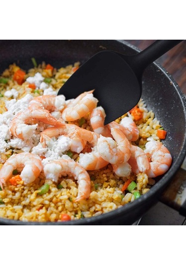 Isıya Dayanıklı Yanmaz Yapışmaz Silikon Spatula Seti 3 Parça Siy