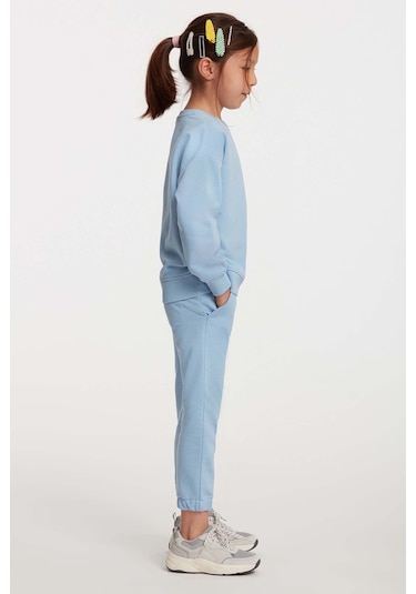 Grımelange Jabor Kız Çocuk Nakışlı Bisiklet Yaka Comfort Mavi Eşofman Takımı Mavi