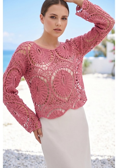 Sayzen Your Shine Dantel Işleme Crop Bluz Sy-shn2610 Gül