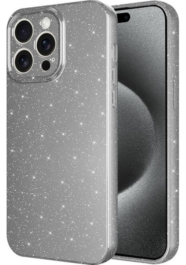 Apple Uyumlu iPhone 15 Pro Kılıf Kamera Korumalı Simli Lüks Koton Kapak